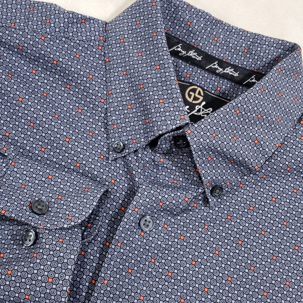 Wrangler George Strait Shirt Mens XL Blue Orange Geometric Button Down 2518